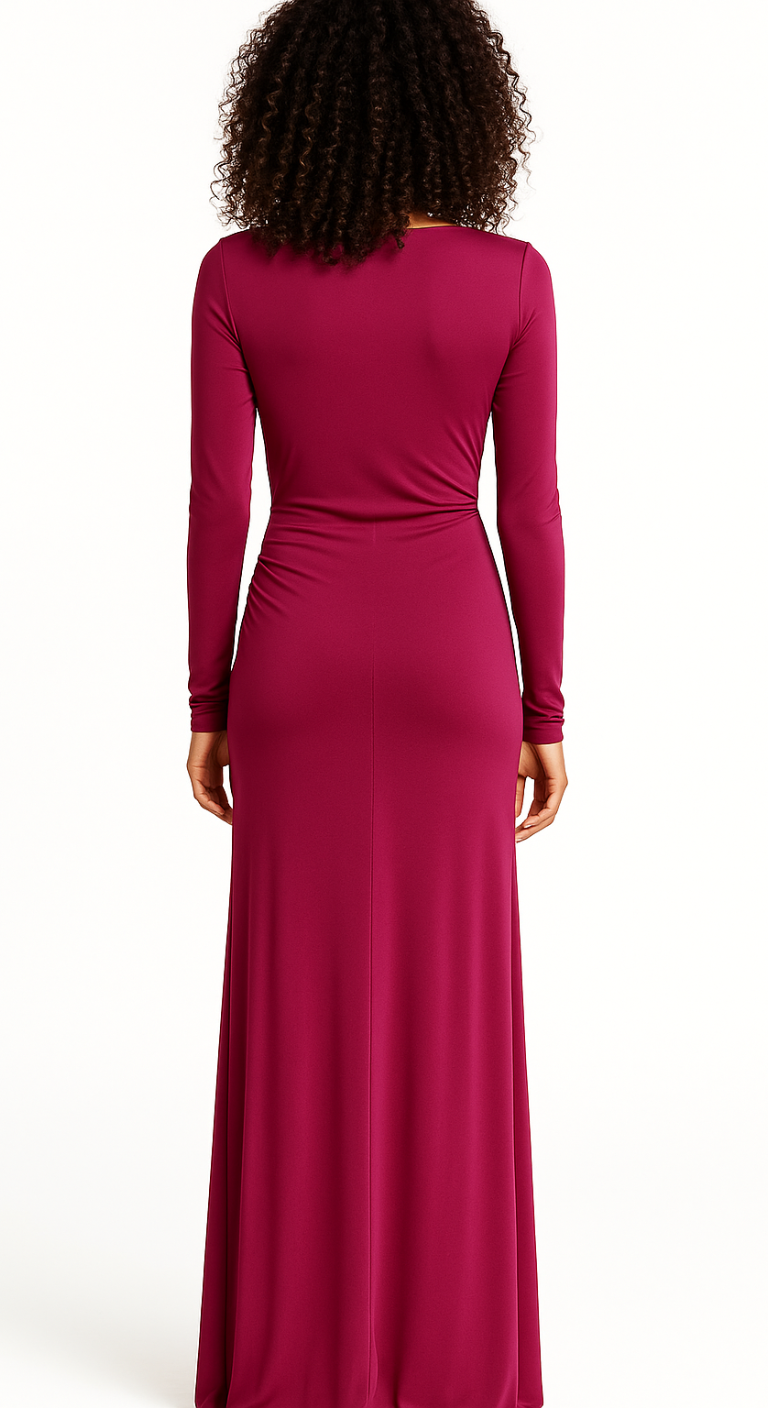 Long-sleeved Ruched Gown